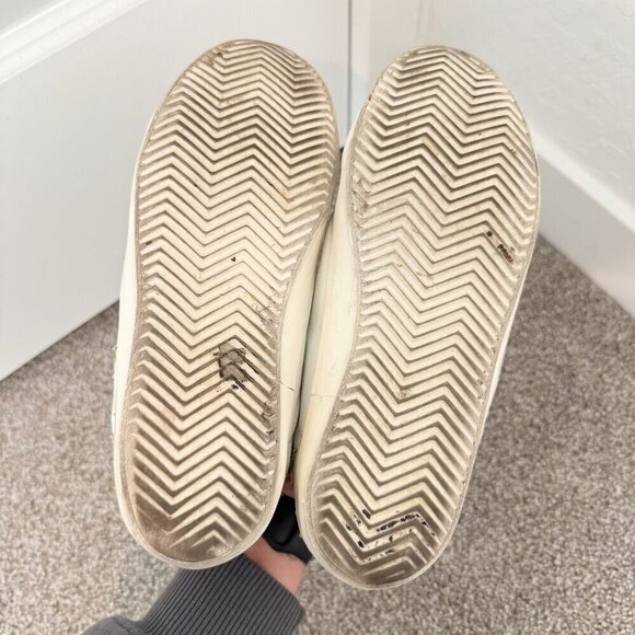 Zadig & Voltaire Leather Distressed Star Applique Lace Up Sneakers White 38 / 7 - Picture 6 of 13